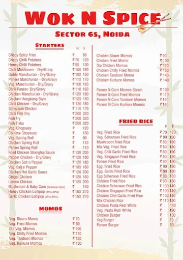 Wok N Spice 65 menu 