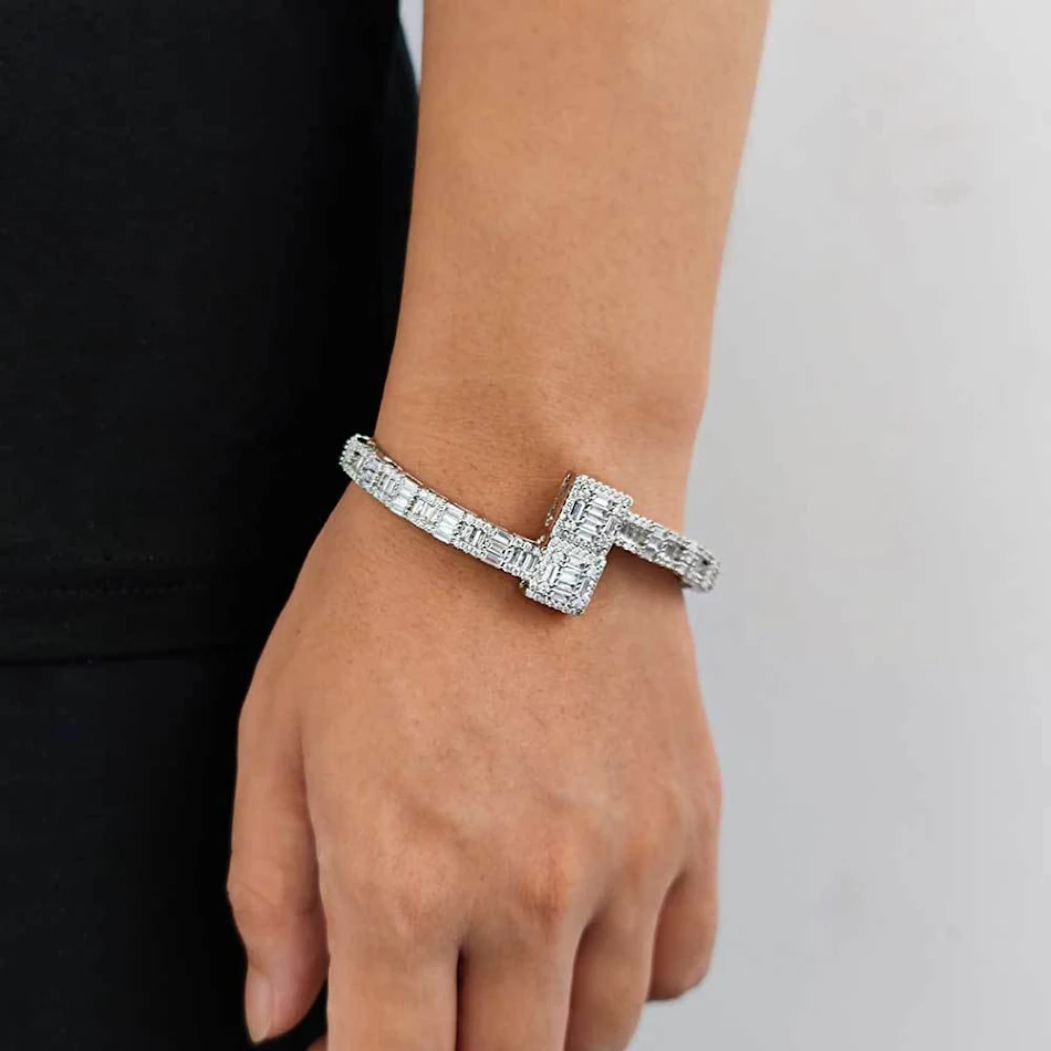 Men's Mixed Inlaid T-Square Zircon Bracelet. Enhance your style with this elegant and durable bracelet, perfect for ever