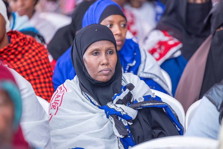 Attendees follow proceedings during the launch of empowerment projects for women, youth and people with disabilities in Kajiado on April 13, 2024.