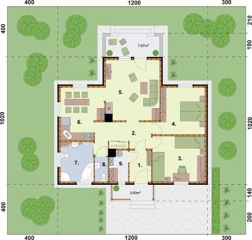 Marbella szkielet drewniany - Rzut parteru