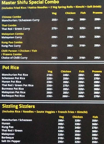 Shifu Express menu 