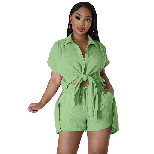 Title 6, Solid Casual Shorts Two-piece Set perfect for e...