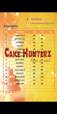 Cake Hunterz menu 1