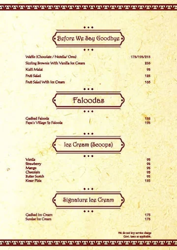 Papa's Village menu 