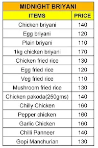 Midnight Biryani menu 1