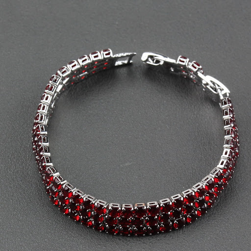Title 2, Quality Red Garnet Bridal Jewelry Link Chain Ex...