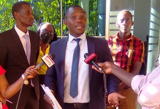 Dr. Adrian Jjuuko addressing the media in Kampala after filing petition seeking to nullify the entire Anti Homosexuality Act 2023