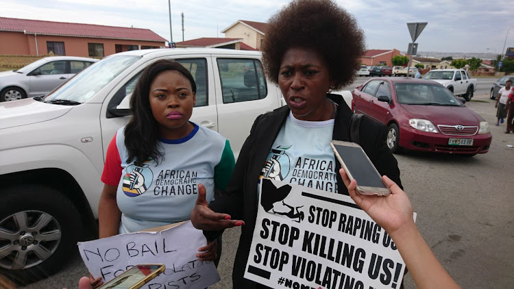 ADC leader Makhosi Khoza at the New Brighton Magistrate's Court, where she is supporting a woman who was allegedly raped by a Blue Bulls u21 player