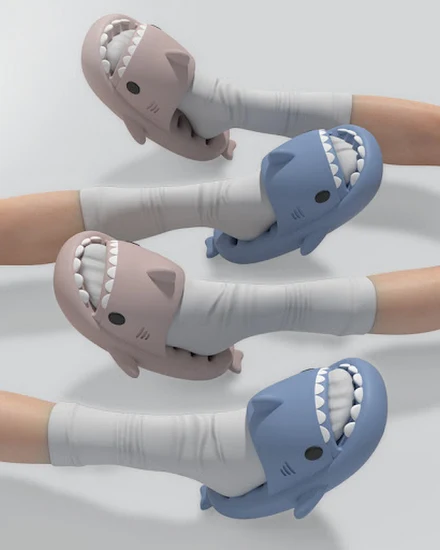 New Summer Cartoon Shark Slippers For Men and Women EVA p... - 3