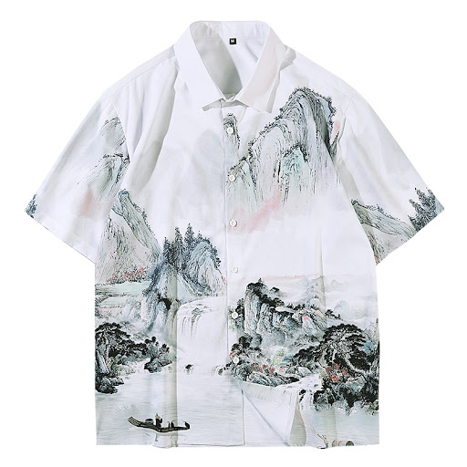 Title 3, Retro Chinese Style Full Print Short-Sleeved Sh...