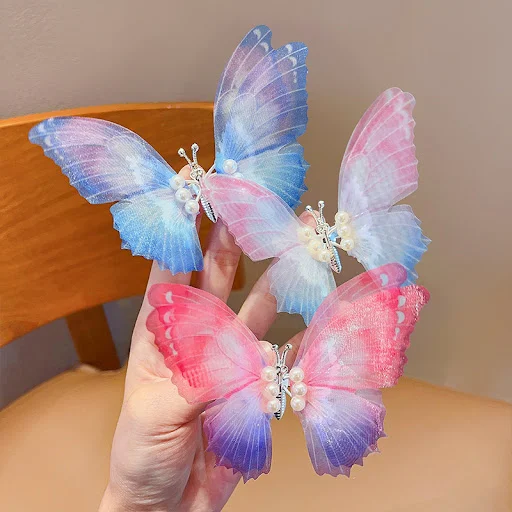 Fluttering Wings Butterfly Dog Hair Clips Pet Barrettes Fairy Ponytail Duckbill Clip Princess Style Pet Hair Accessories