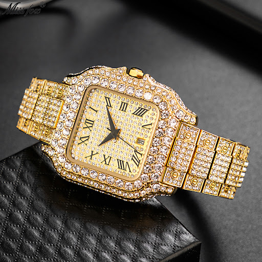Title 17, Straight European Hip Hop Diamond Quartz Wrist ...