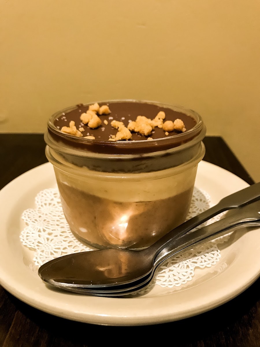 Peanut butter mousse with chocolate ganache!  Amazing!!!