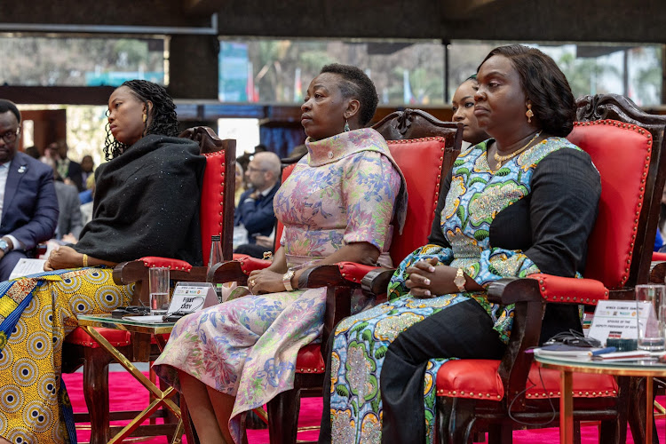 First Lady Mama Rachel Ruto and Second Lady Pastor Dorcas Rigathi during the Heads of State session of the Africa Climate Summit at KICC on September 5, 2023.