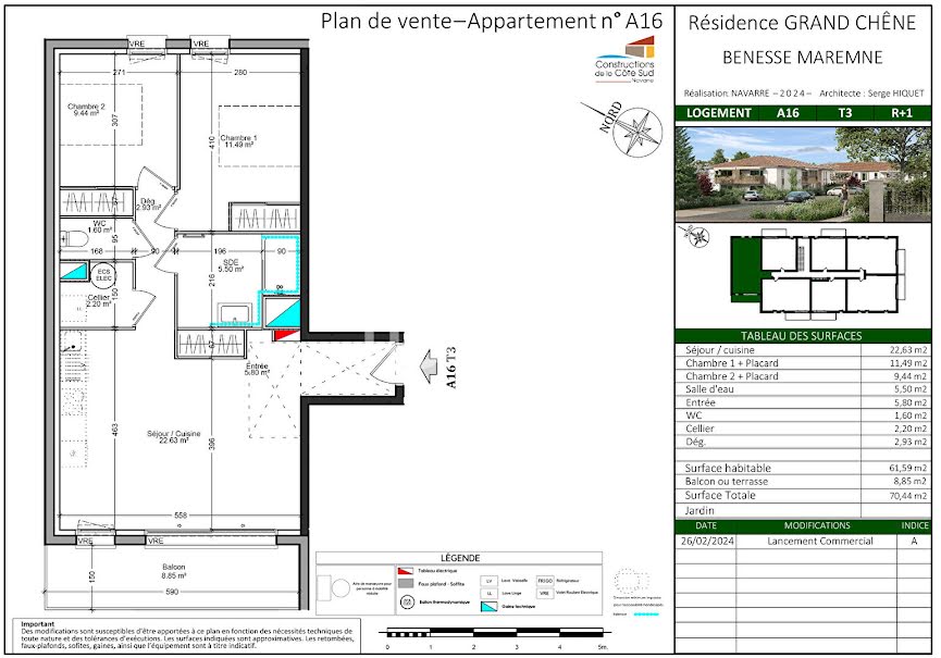 Vente appartement 3 pièces 61.59 m² à Bénesse-Maremne (40230), 290 000 €