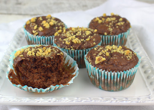 Chocolate Avocado Walnut Muffins