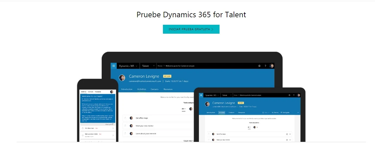 Landing page Dynamic 365 Talent Microsoft