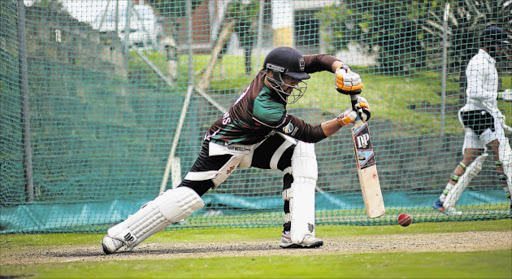 SQUARE BLOCK: Border’s Gerardt Abrahams shows his form in the nets during yesterday’s practice ahead of their clash with EP todayPicture: MARK ANDREWS