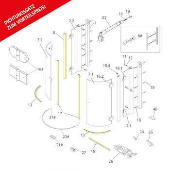 Lot de joints d'étanchéité pour cabine en U demi-lune MasterClass (6 mm)