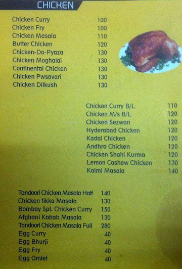Bombay Restaurant-Jyothee Theatre menu 