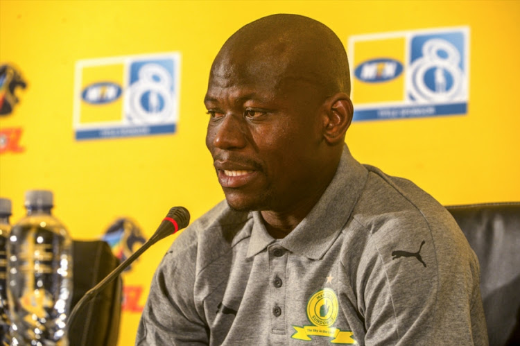 Captain Hlompo Kekana of Mamelodi Sundowns during the Mamelodi Sundowns MTN 8 press conference at PSL Offices on August 10, 2017 in Johannesburg, South Africa.