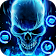 3D Blue Flaming Skull Theme Launcher icon