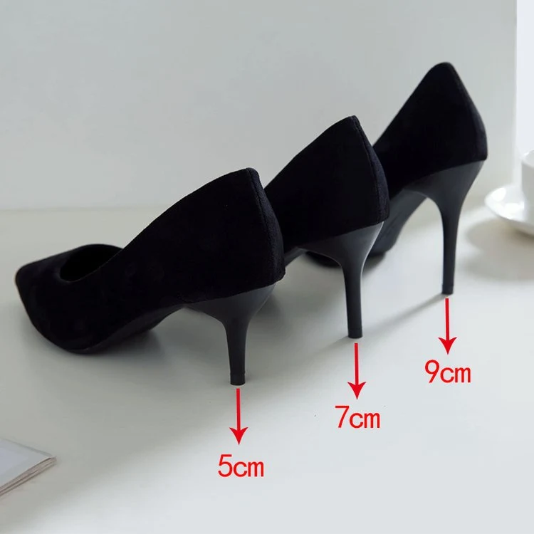 Zapatos de ceremonia de tacón alto de ante negro para mujer, stilettos elegantes. Perfección para eventos especiales.