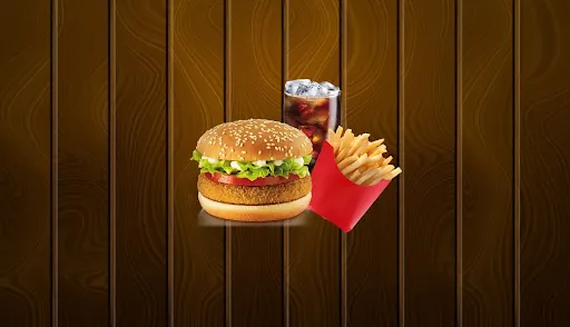 Veg Burger With Fries [Regular] And Thums Up [250 Ml]