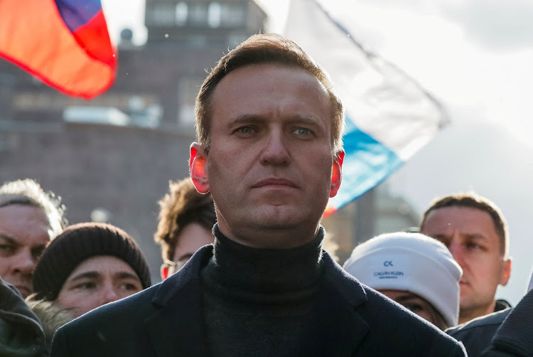 Russian opposition politician Alexei Navalny takes part in a rally to mark the 5th anniversary of opposition politician Boris Nemtsov's murder and to protest against proposed amendments to the country's constitution, in Moscow, Russia February 29, 2020. REUTERS/Shamil Zhumatov/File Photo