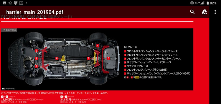 ハリアーのボディ補強・GR純正・メンバーブレース・ハリアー・タワーバーに関するカスタム事例の投稿画像1枚目