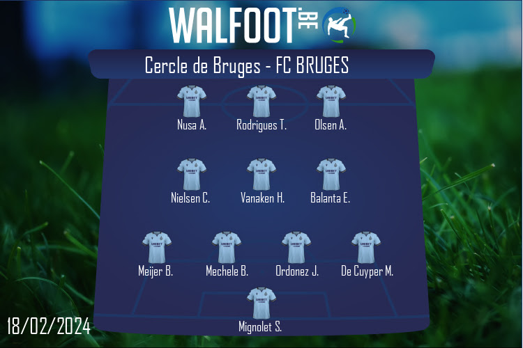 Composition FC Bruges | Cercle de Bruges - FC Bruges (18/02/2024)