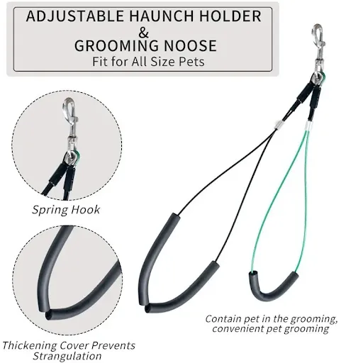 Foldable Pet Grooming Arm Bracket Dog Grooming Loop Noose Adjustable Steel Suspender Grooming Table for Dog Cat Bath Des