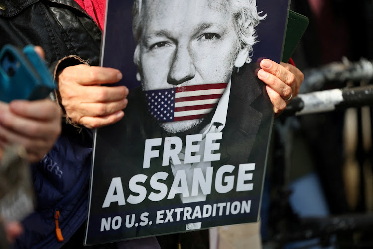A supporter of WikiLeaks founder Julian Assange at a picket in London, March 26 2024. File photo