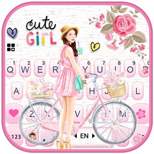 Floral Bicycle Girl Keyboard Theme