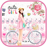 Cover Image of Download Floral Bicycle Girl Keyboard Theme 1.0 APK