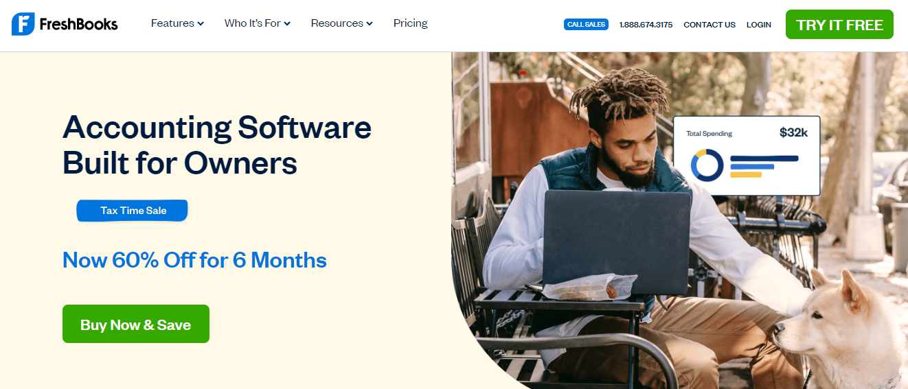 FreshBooks homepage screenshot