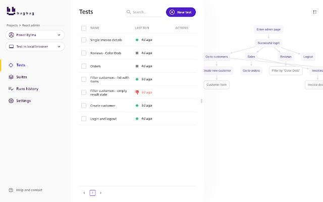 BugBug - no-code test automation for web apps logo