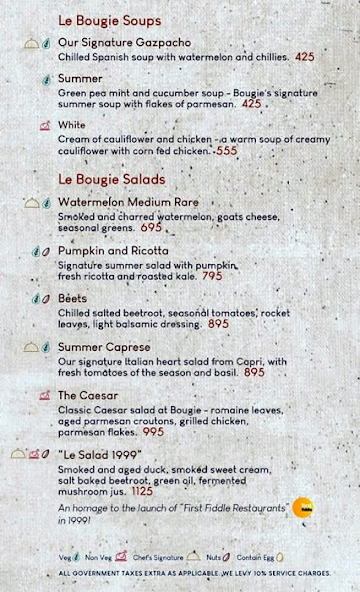 Bougie menu 