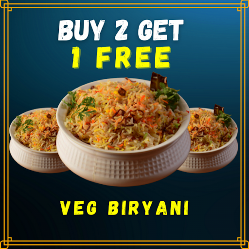 Buy 2 Veg Biryani Get 1 Veg Biryani Free.