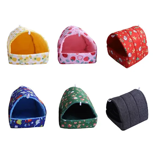 Cute Cartoon Rat Hamster House Bed Winter Comfortable Foldable Guinea Pig Hanging Tent Sleeping Nest Ferret Cage Accesso