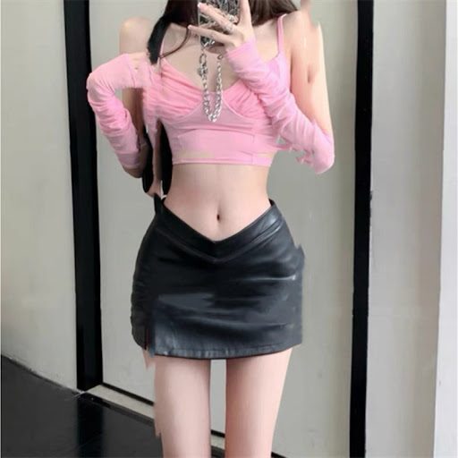 Title 5, Womens Fashion Slim High Waist Leather Skirt, ...