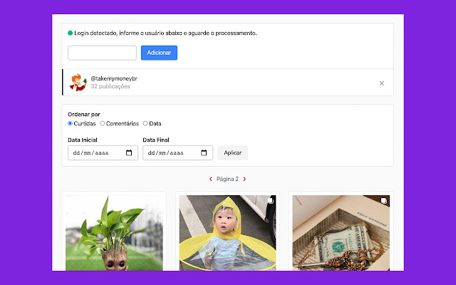 Ordenar Conta do Instagram chrome extension