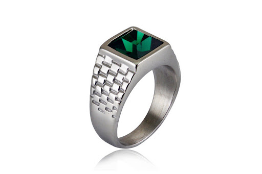 Title 4, Popular Punk Retro Inlaid Jewel Pattern Titaniu...