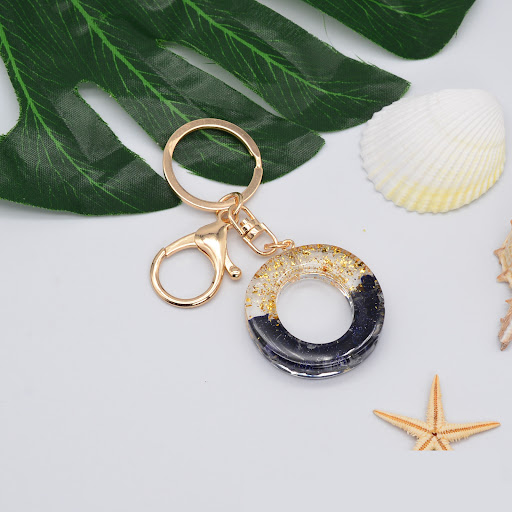 Title 2, 26 Black Stone Alphabet Gold Foil Drop Key Ring...
