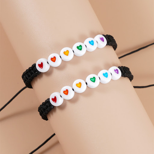 Title 2, Heart Rainbow Beads Hand-woven Card Bracelet A ...