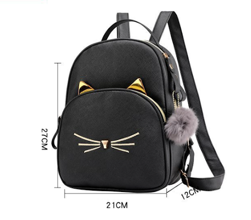 Title 7, Cartoon Cat Cute Casual Womens Leather Backpac...