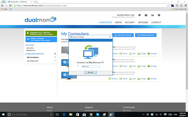 dualmon Remote Access chrome extension