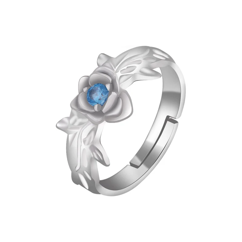 Blauwe Rozen 925 zilveren sieraden ring Anime, een stijlvol en uniek accessoire voor anime fans en sieraden verzamelaars.