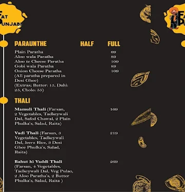 Fat Punjabi menu 