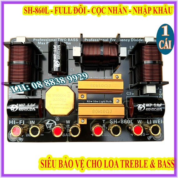 Mạch Phân Tần Full Đôi Công Suất Lớn Cho 2 Bass & 1 Treble Sh860L, Siêu Bảo Vệ Treble Hàng Nhập Khẩu - Giá 1 Loa